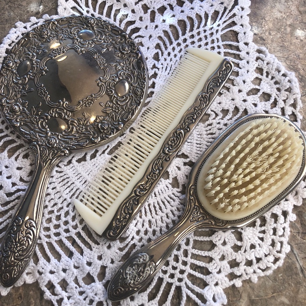 Vintage Silver plated brush set